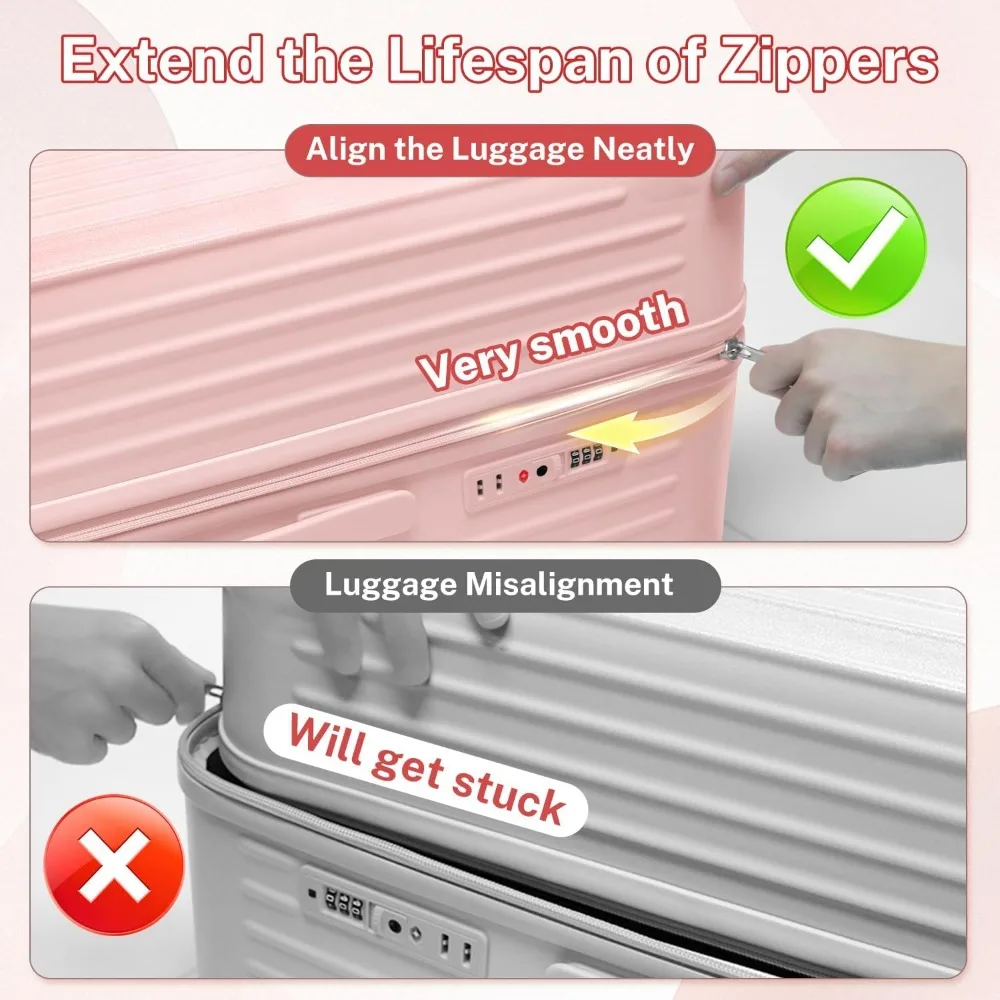 28 Inch Suitcase with 4 Universal Wheels, TSA Lock, PC+ABS Hardside, Pink, Ideal for Checked Luggage