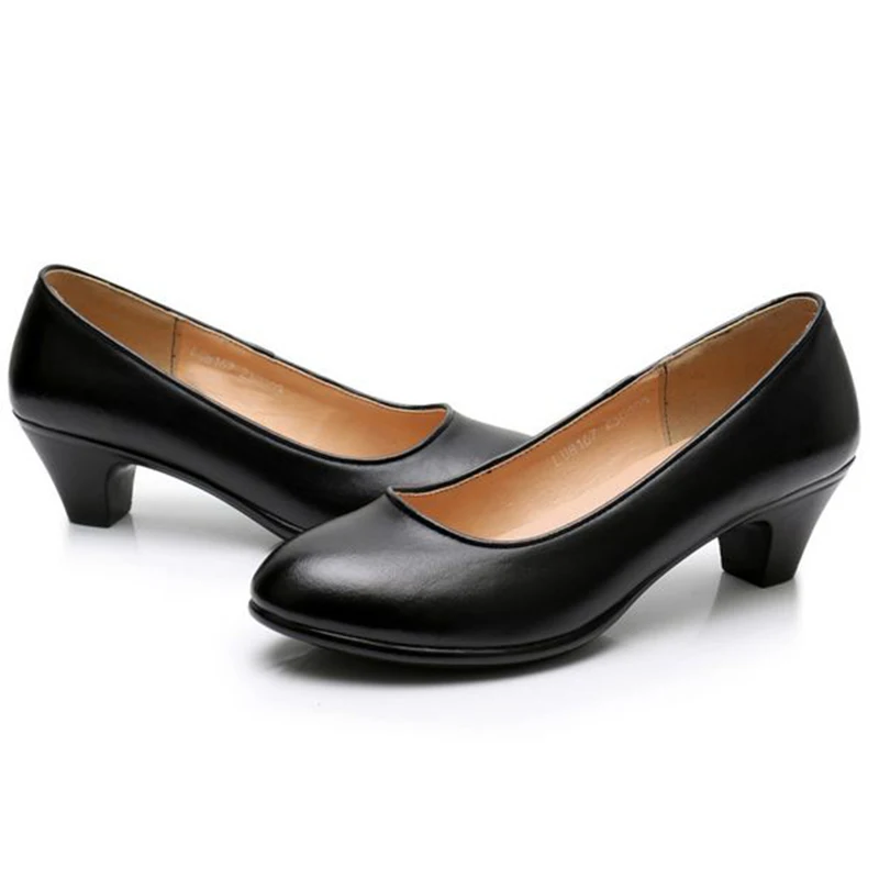 Work Professional  Women's Shoes Shallow Mouth  Stewardess Leather Hotel Employees High Heels  Women Black  Pumps