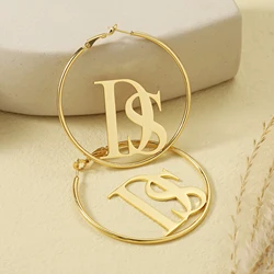 Custom Letter Earrings Personalised Name Hoop Earring Statement Handmade Customized Stainless Steel Earrings Gift For Women