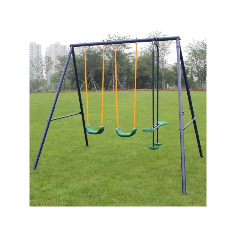مجموعة أرجوحة معدنية خارجية مع طائرة شراعية للأطفال والأطفال الصغار - معدات ملعب متينة لمتعة الأطفال ووقت اللعب #1