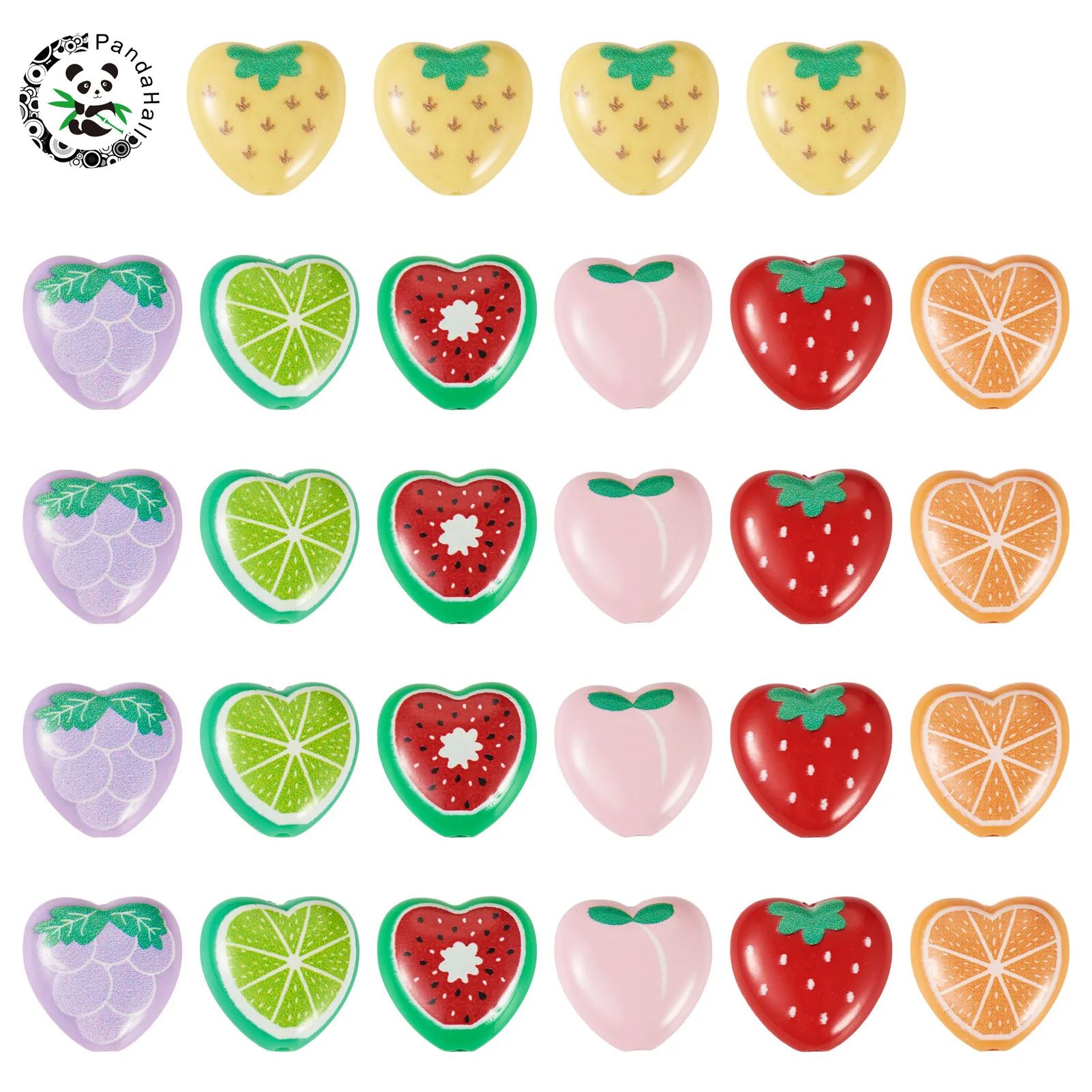 

28~50pcs Opaque Fruit Strawberry Lemon Peach Orange Fruit Acrylic Beads for Jewelry Making Necklace Bracelet Materials Gifts