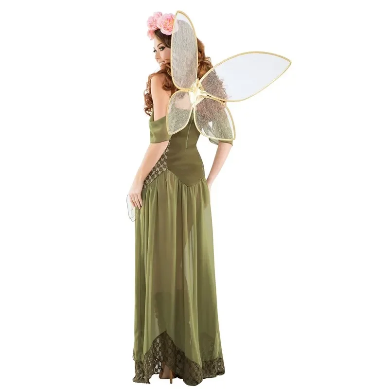 Love live Flowers Fairy Theme Party Stage Costume Halloween Sexy Green Elf Princess Fancy Dress