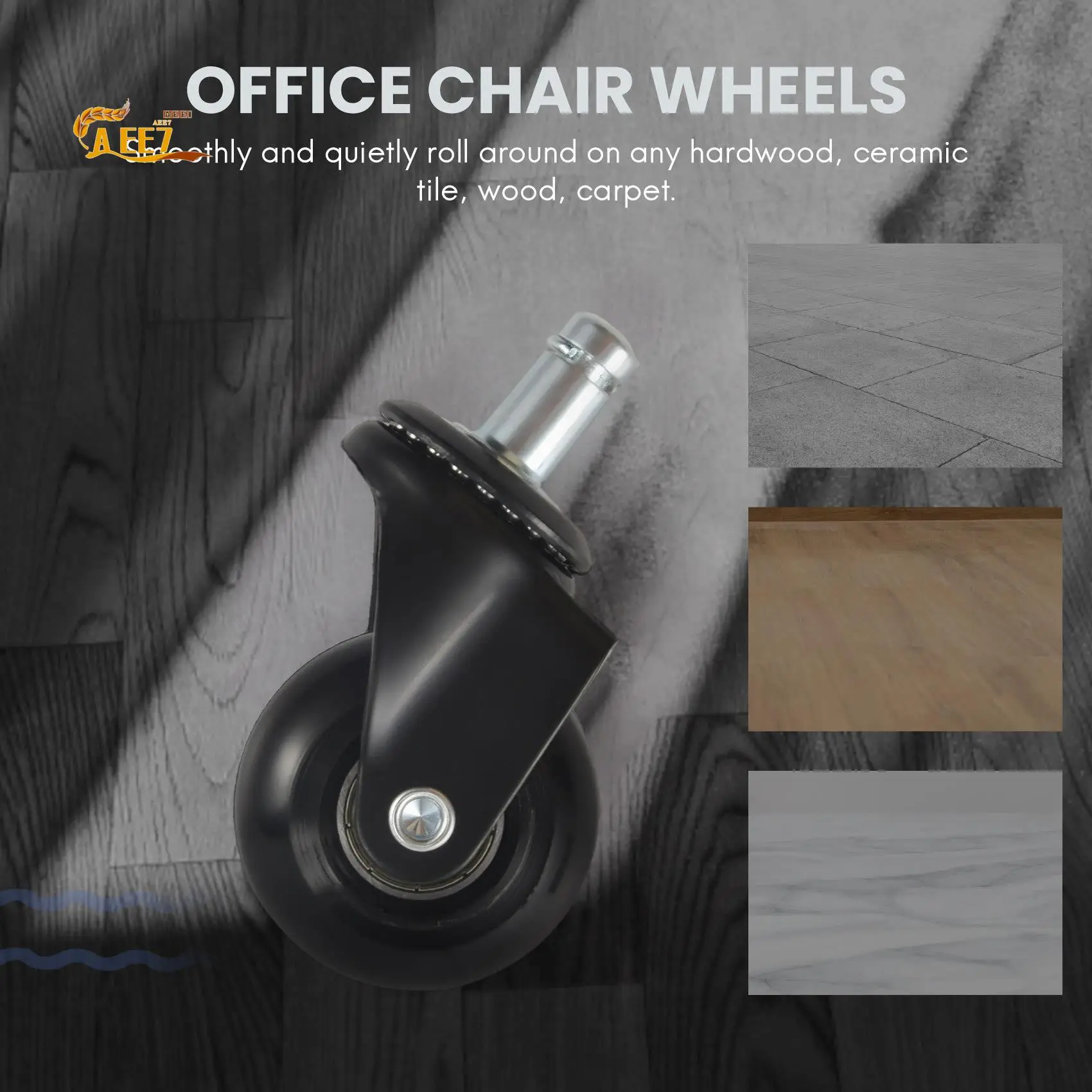 AEE7-5 Pcs Replacement Chair Caster Wheels 2 Inch, Heavy Duty Wheels With Plug-In Stem 7/16 X 7/8 Inch,Quiet & Smooth Rolling