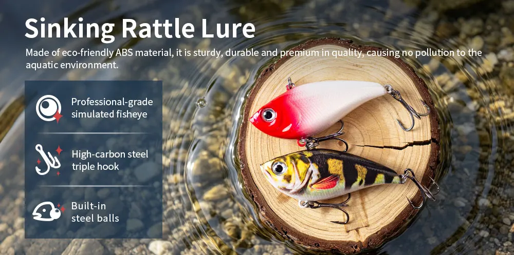 Hanlin NEU 60mm/10,5g VIB Angelköder Langsam Sinkender Lipless Hardbait Crankbait Wobbler für Karpfenangeln Pesca Bass Tackle – Detail 2