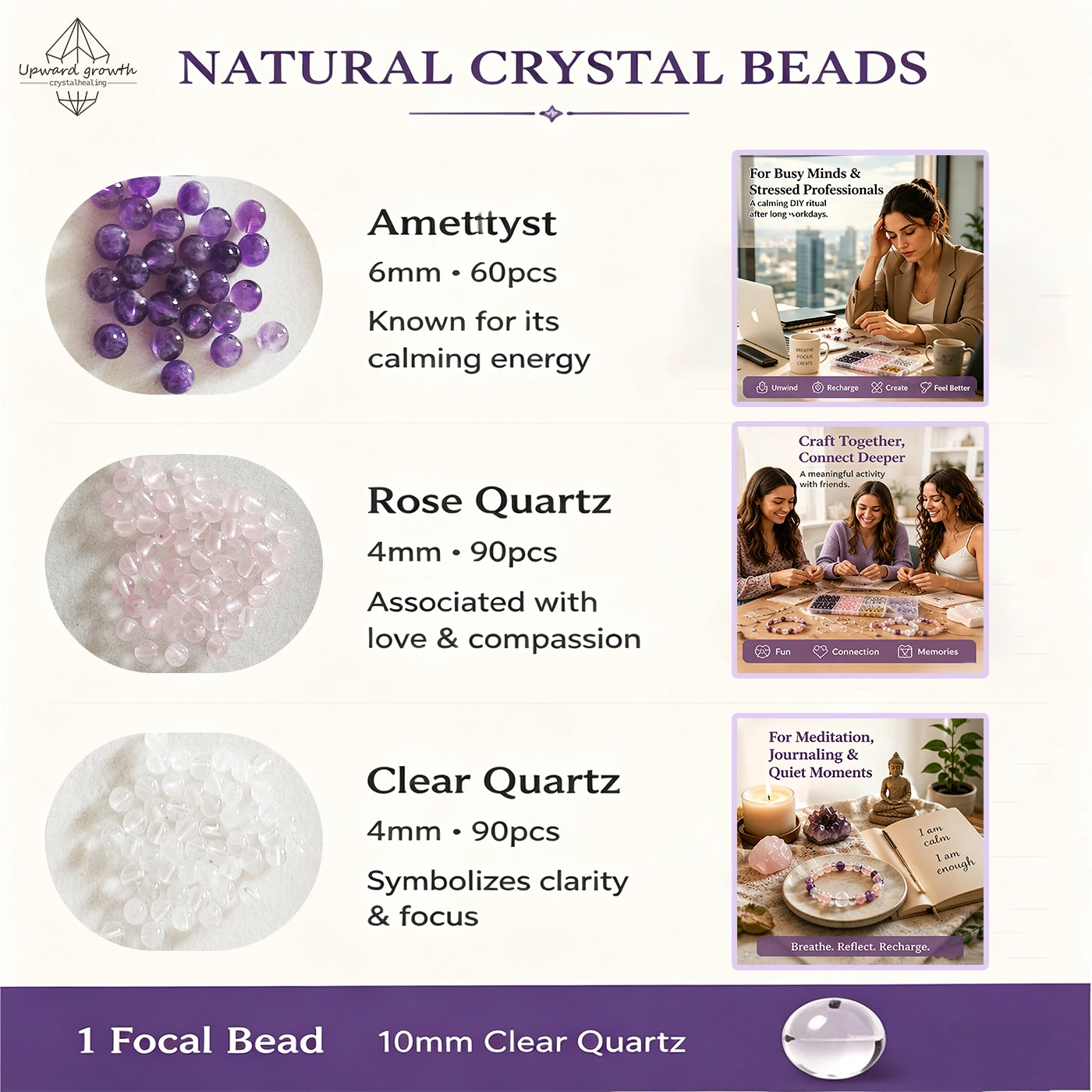 Emotional Healing Crystal Jewelry Making Kit DIY Bracelet Keychain Set Stress Relief Creativity Mindful Crafting Perfect Gift