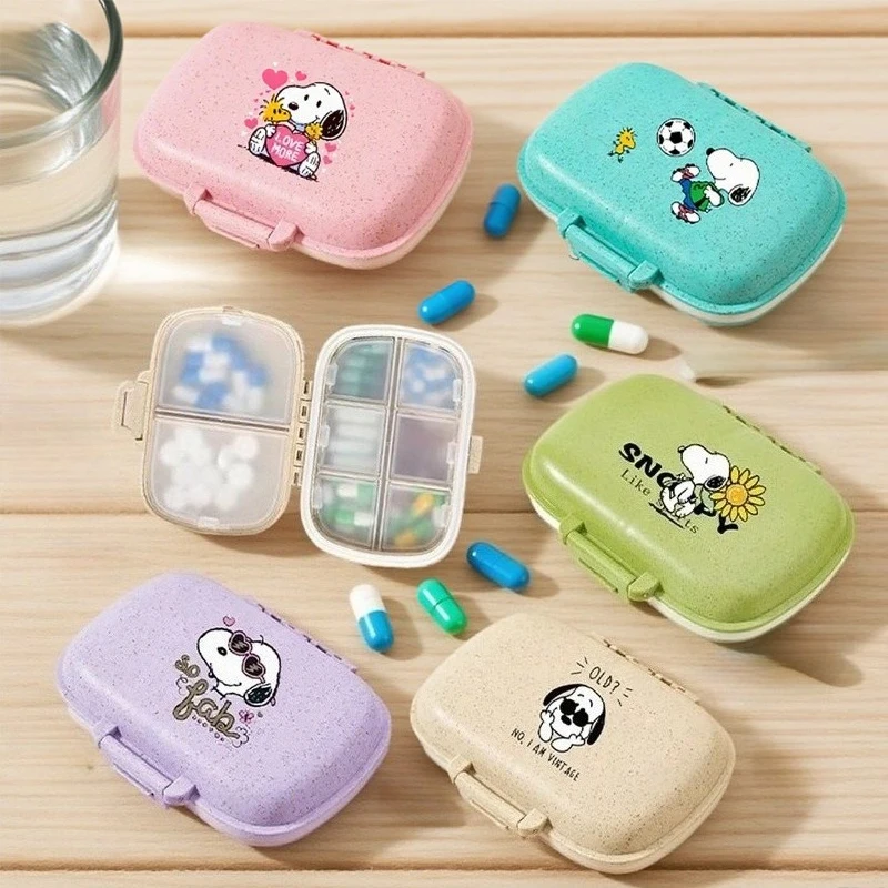 Snoopys Pill Storage Boxes Adult Kids Cartoon Mini Storage Box Portable Fashion  Small Candy Storage Box Drug Separation Boxes