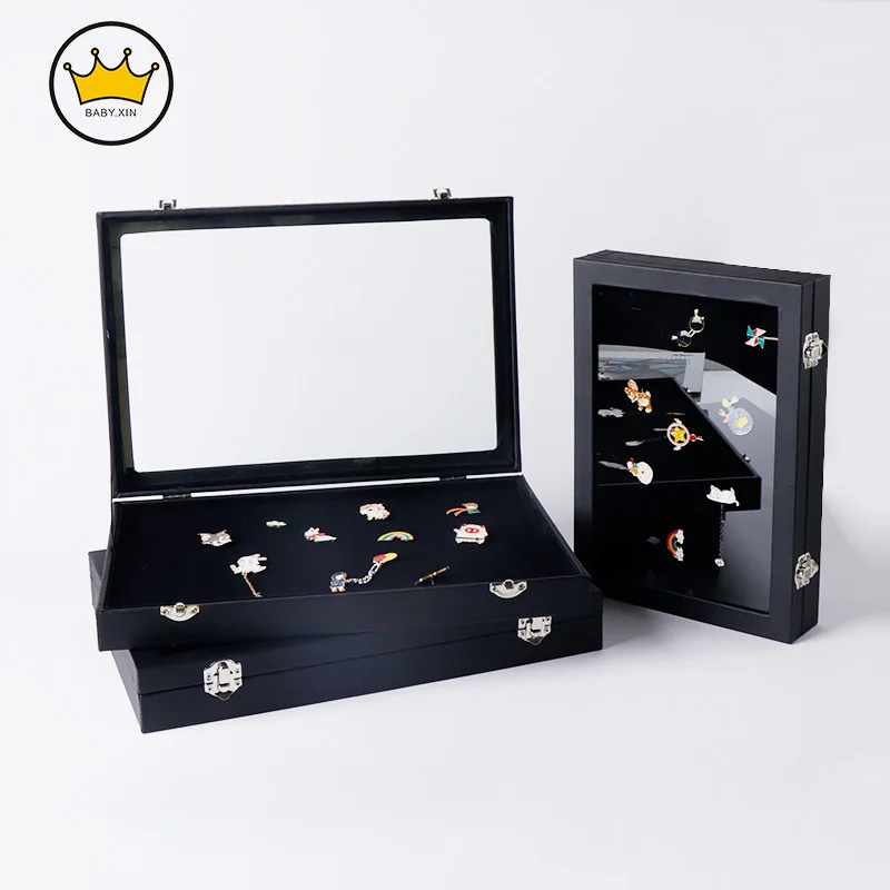 

Metal Medal Storage Box Transparent Dustproof Cartoon Bar Badge Box Large Capacity Brooch Medal Display Frame