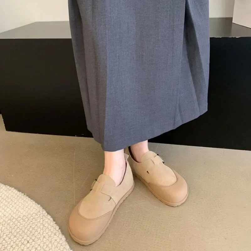 Spring Women Boston Clogs Flats Fashion Shallow Slip on Ladies Comfort  Round Toe Women's Single Women Flat Shoes