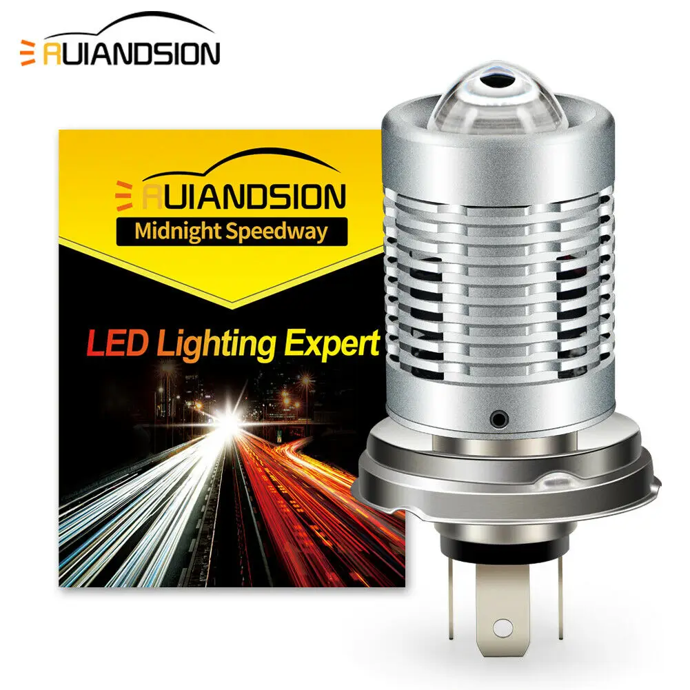 

2Pcs Ruiandsion P45T R2 CSP LED 12-80V Wide Volt DC For BMW K1600 GS1200 48V 72V Motorcycle Headlight 6000K White High Low Beam