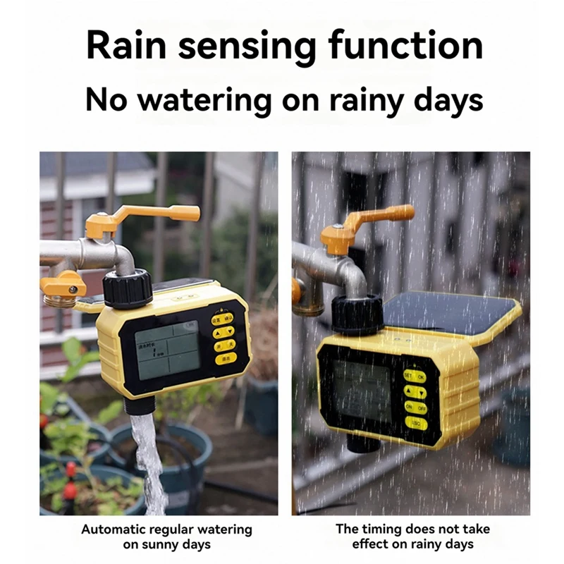 Solar Irrigation Controller Smart Garden Outdoor Faucet, Water Valve Gardening Automatic Watering Controller