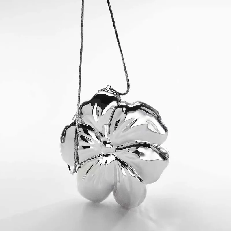 

Fashion Flower Bag Clutch Shoulder Evening Party Crossbody Electroplating New Round Luxury Bags Designer Handbags Golden Silver