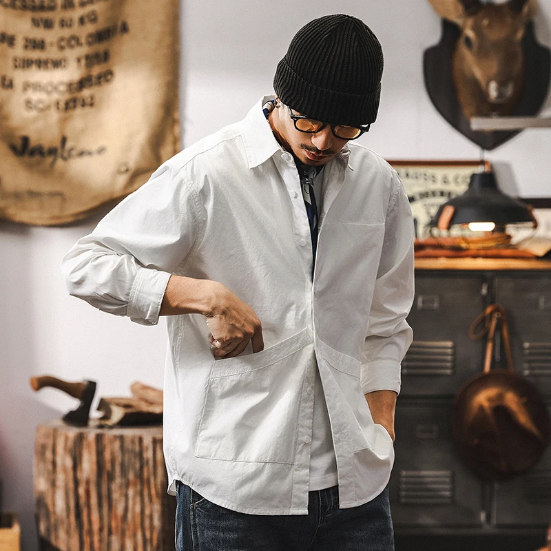A new style of mountain-style workwear retro long-sleeved shirt for men, a trendy brand for commuting and casual wear