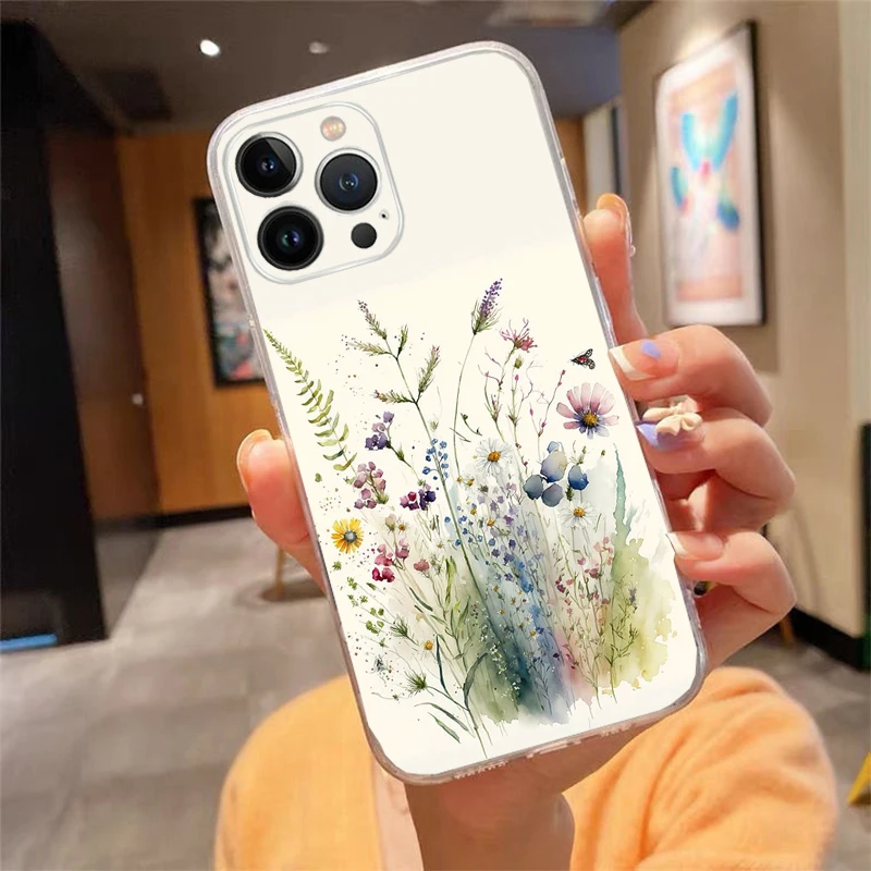 Wildflowers Phone Case For iphone 16 15 14 Pro Max 16 15 14 13 12 Pro 15Plus iphone 11