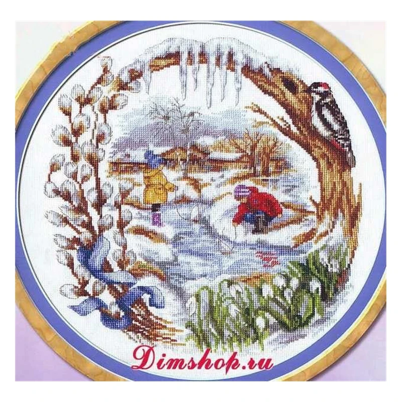 Cross Stitch Kit Early Spring Stream side Scenery 28ct 18ct 14ct 11ct can be Customized Printed Cloth hand Embroidery Material