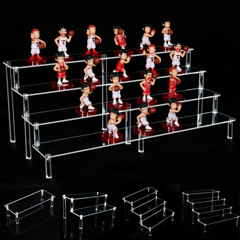 

Acrylic Multi-Layer Detachable Ladder Display Stand For Doll Toy Anime Perfume Cosmetic Jewelry Display Stand Clear Ladder Shelf