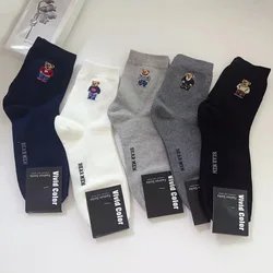 Good Quality Cartoon Gentleman Bear Men's Socks Cotton Harajuku Style Sport Boys Skateboard Novelty Breathable  Christmas Gifts