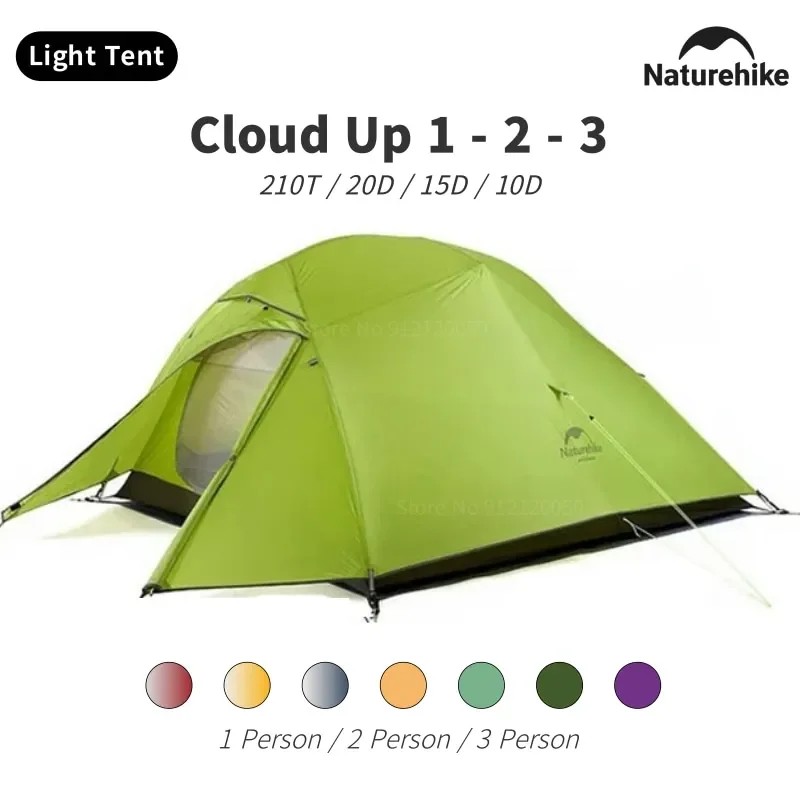 

Naturehike Cloud Up 1 2 3 Series Tent Lightweight Hiking Travel Tent With Mat 20D Silicone Ultralight Portable Professional Tent