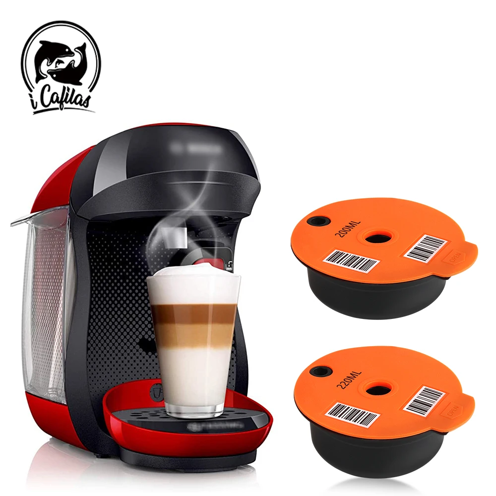 ICafilas per Tassimo Coffee capsule 200ml/180ml/220ml ricarica riutilizzabile Coffee Filter Pod Tassimo ricaricabile per Bosch-s Maker