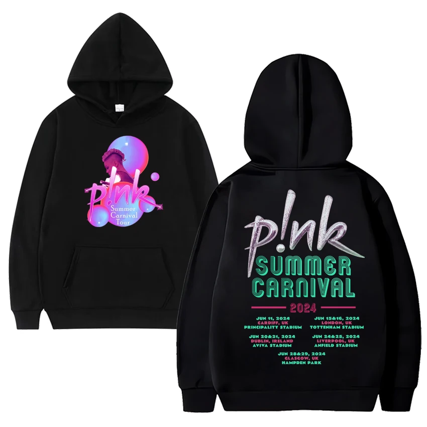 

P!nk Pink Summer Carnival UK 2024 Festival Tour Hoodie Men Women Fashion oversized Sweatshirt Unisex Fleece Long sleeve pullover