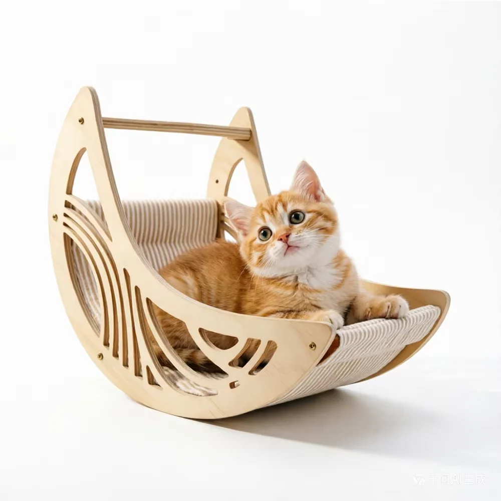 Cat Wall Furniture Hammock Climbing Steps Wall Mounted Shelves and Moon Beds Modern Design for Large Cats and Kittens to Sleep view 2