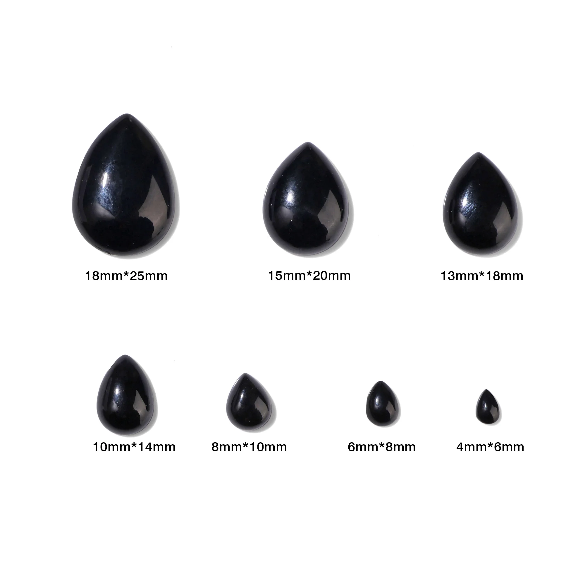 10Pcs/Lot Natural Black Agates Cabochons No Hole Water Drop Shaped Cabochon Stone Bead for DIY Rings Handmade Jewelry Gifts