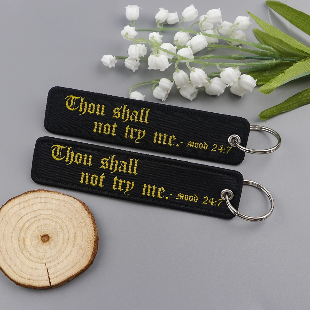 Embroidery Key Fobs Funny Quotes Key Tags Keychain For Motorcycles Cars Key Holder Accessories Jewelry Chaveiro