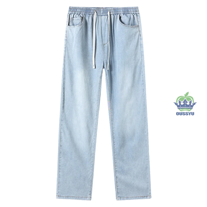 Good Quality Men Summer Tencel Lyocell Denim Pants Baggy Straight Leg Breathable Washed Casual Long Jeans Trendy Plus Size M-4XL - view 6
