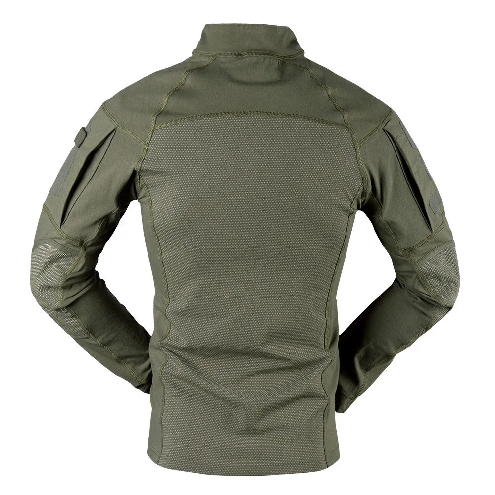 Mens Summer Breathable Long Sleeve T-shirts Outdoor Stand Collar Sports Tactical Camouflage Shirts Quick Dry Frog Slim Fit Tops