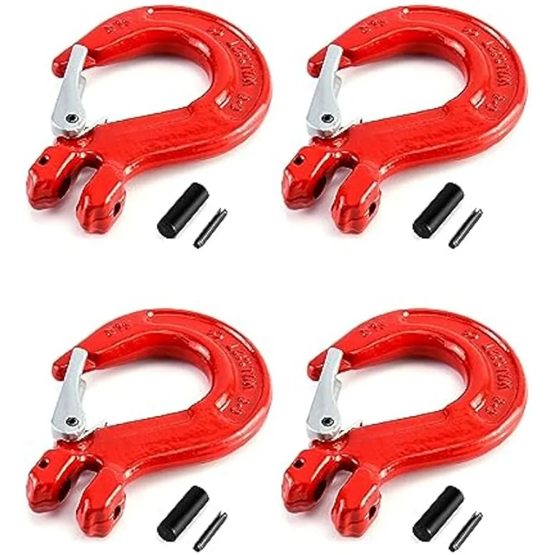 Крюк Clevis с защелкой, 4 шт., 5/16 дюймов, ограничение нагрузки 2470 фунтов, легированная сталь класса 80, прочный, простая установка, простота в использовании