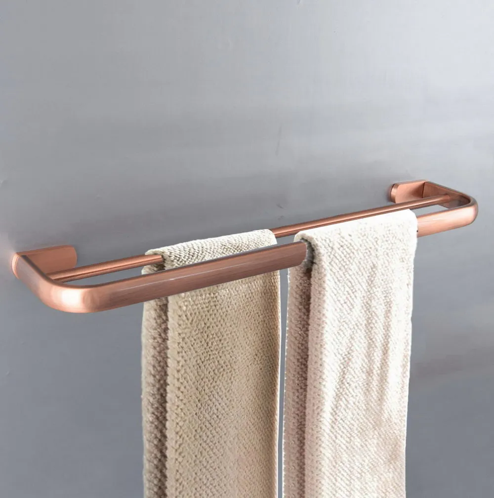 

Antique Red Copper Brass Bathroom Accessory Wall Mounted Dual Towel Bar Towel Rail Rack Holder Bathroom Fitting aba661