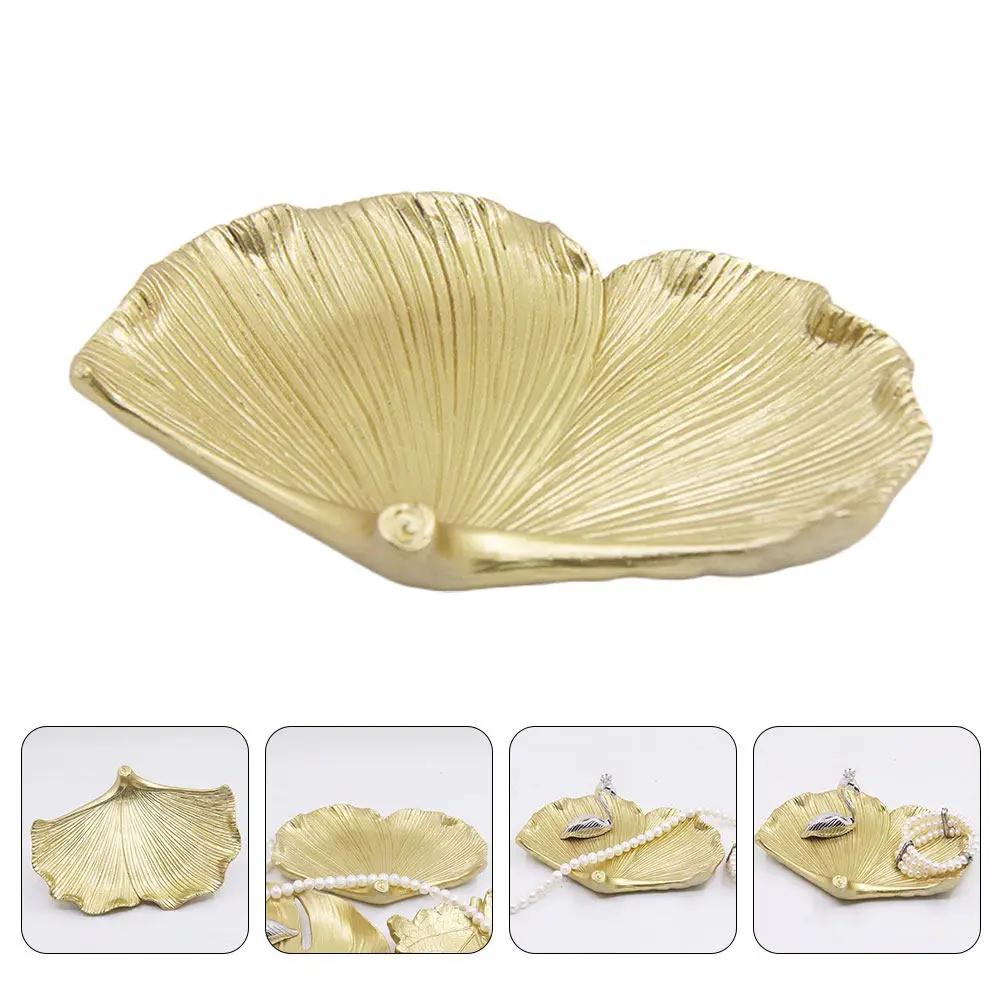 

1Pcs Golden Ginkgo Leaf Jewelry Storage Tray Resin Desktop Organizer for Rings Earrings Necklaces Nordic Light Luxury Home Decor