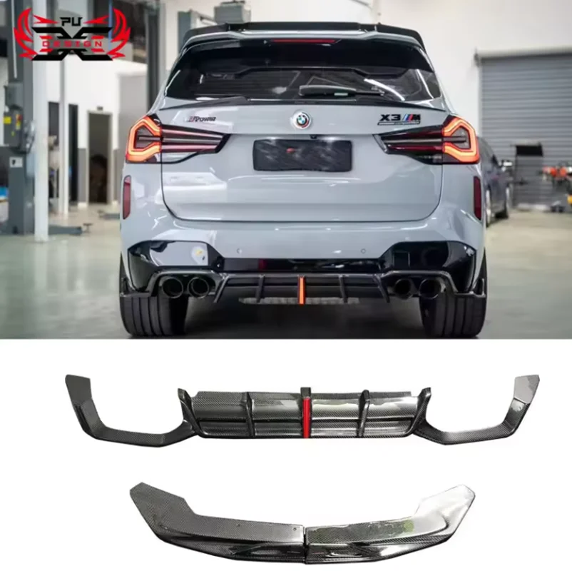 For BMW X3M F97 X4M F98 LCI 2022 Rear Diffuser Carbon Fiber Car Body Kit Rear Bumper Bodykit