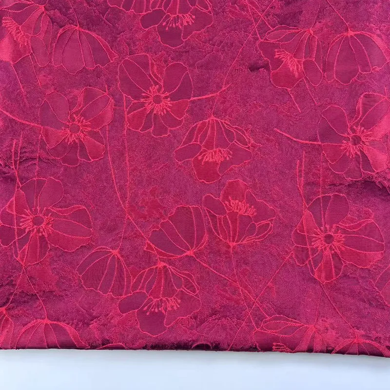 Lotus Seed Flower Brocade Yarn Dyed Jacquard Fabric Vintage Chinese Style Hanfu Qipao Dress Vest Handmade Craft Material Apparel