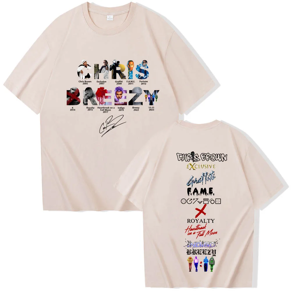 2024 Chris Brown Rapper T-shirts 11:11 Album Series Merch  T-Shirts Unisex Harajuku O-Neck Short Sleeve  Shirts Fans Gift