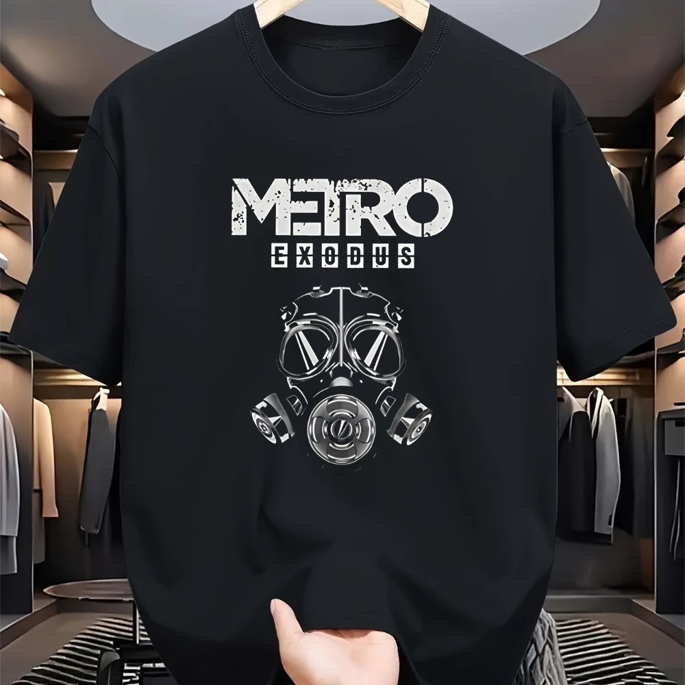 Men's T-shirt Inspired By Metro Exodus Featuring A Mask Toxicity Theme and Game Elements. Artyom Haunter Short-sleeve
