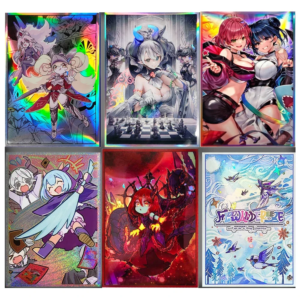 Diy 50 unids/set 63X90Mm Yu-Gi-Oh! Fundas para tarjetas Floowandereeze Evil, funda protectora para tarjeta Flash de doble Color, juguetes de regalo para tarjetas de Anime