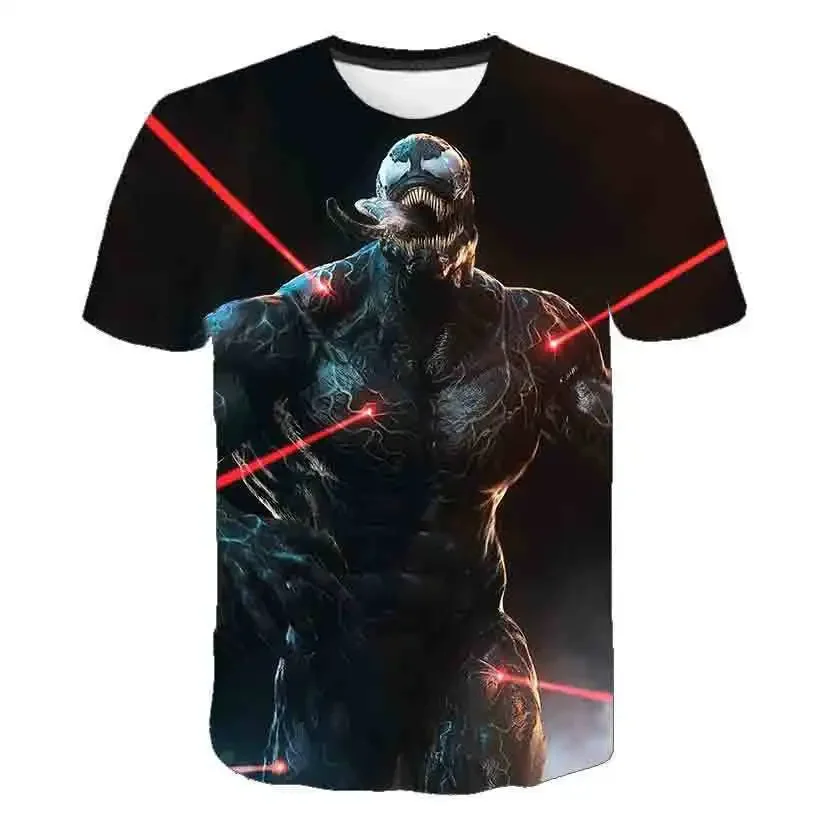 

Футболка nwe Venom Venom 2025 с короткими рукавами, летняя футболка с заниженными плечами, супергерой Американского Марвел для мужчин и женщин
