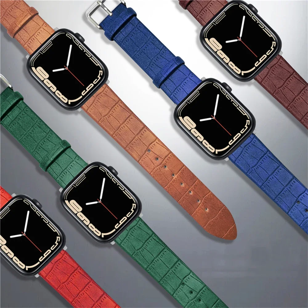 Ремешок кожаный для Apple Watch series Ultra 8 7 6 5 4 3 SE 49 мм 41 мм 42 мм 38-45 мм 44 мм, спортивный браслет-петля для iWatch 44 мм 40 мм