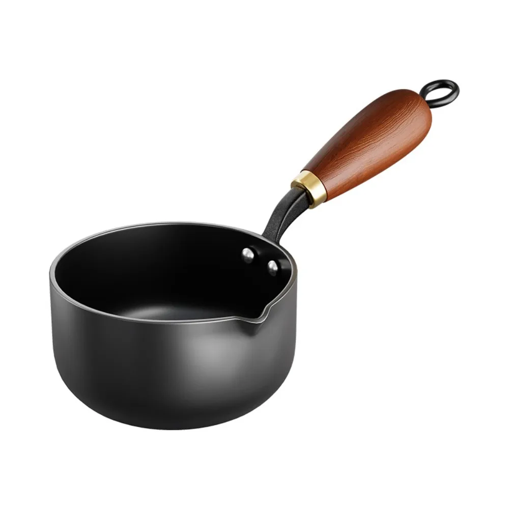Universal Cast Iron Oil Splashing Pot Wooden Handle Uncoated Omelette Pan Mini Thickened Milk Pot Stove - view 3
