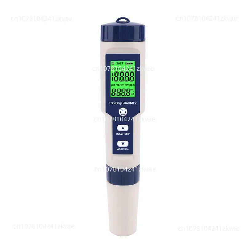 5-in-1 water quality pen 9909 pH meter TDS/EC conductivity 5-in-1 water quality test pen aquaculture tank salinity meter