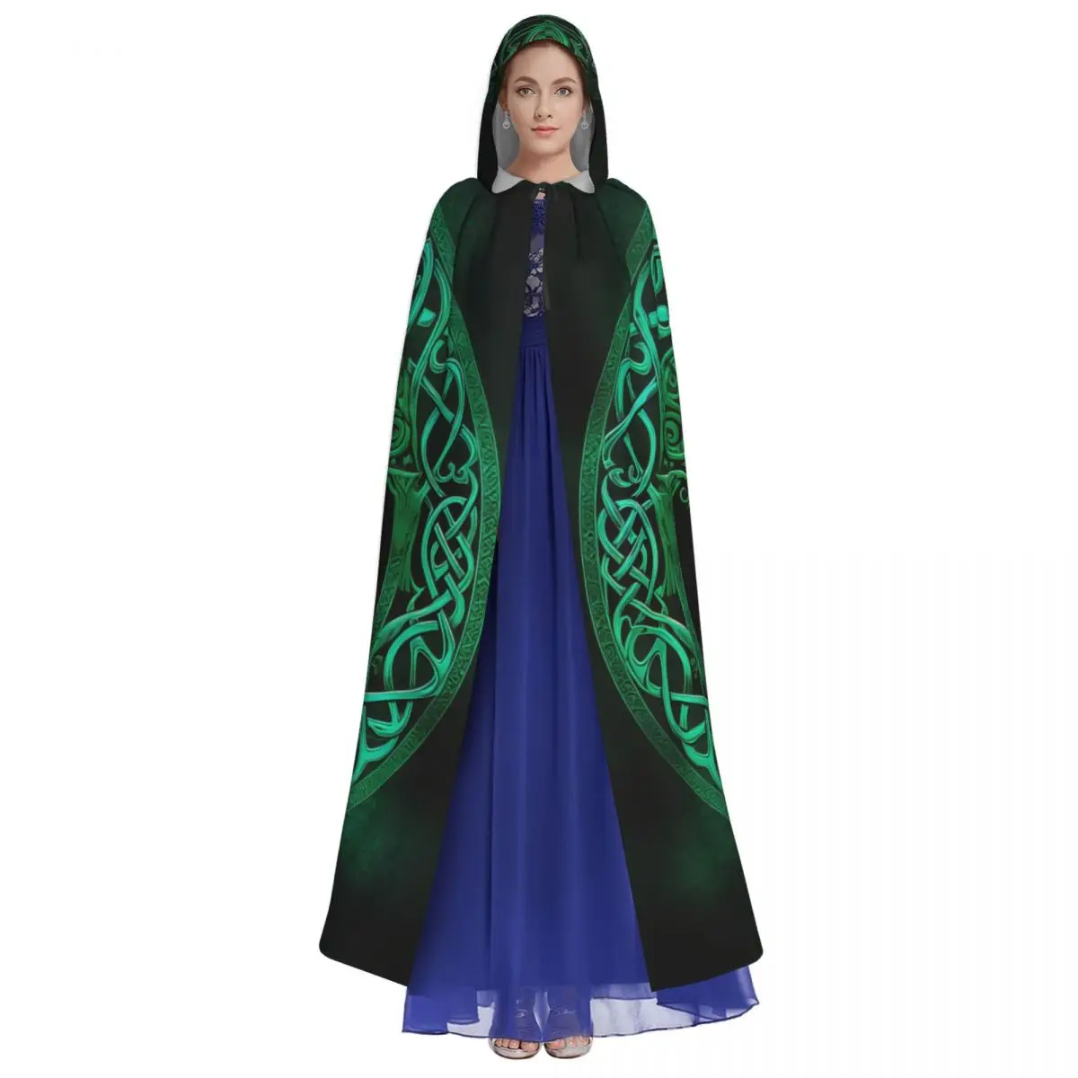 Yggdrasil Tree Of Life Celtic Adult Cloak Cape Hooded Medieval Costume Witch Wicca Vampire Elf Purim Carnival Party