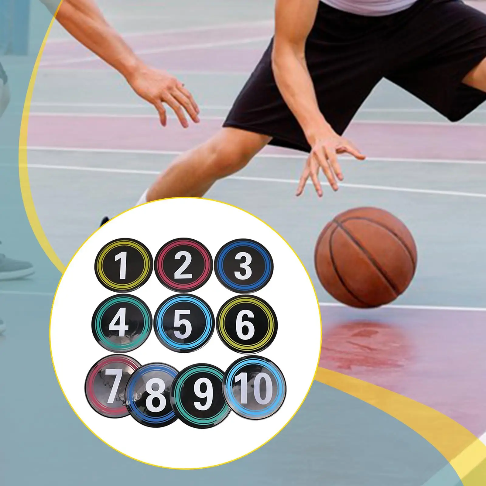 

PVC Number Signs Basketball Spot Marker Agility Floor Training Dots for Playground Football Court
