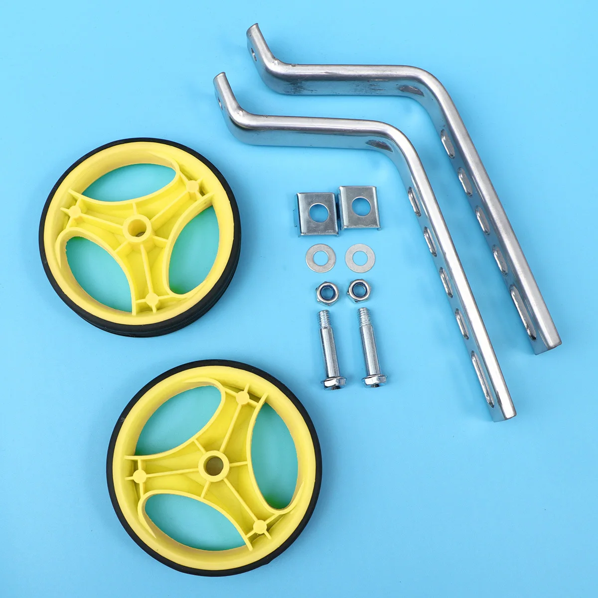 

1Set Durable Bike Training Wheels Adjustable Flashing Auxiliary Wheel Uv Resistant High Strength Material Yellow 12 Inch