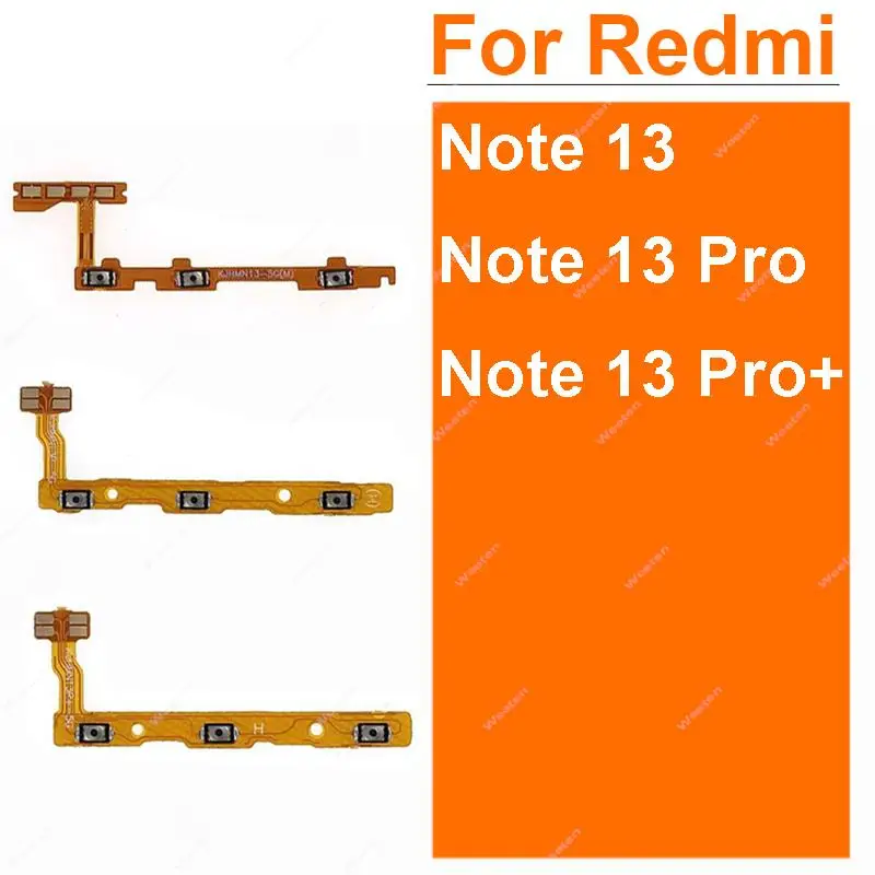 Power Volume Flex Ribbon For Xiaomi Redmi Note 13 Pro Plus Power Volume Flex Cable SideKey Switch Flex Cable Repair Parts