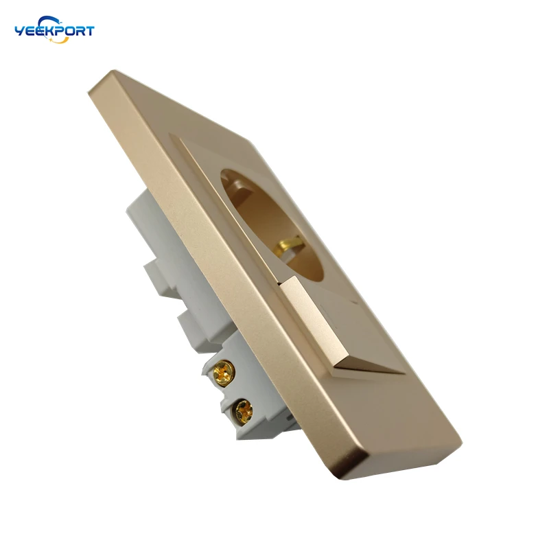 118mm EU Haushalt Deutscher Standard Goldene PC Flammhemmende Steckdose 16A 2-Loch Netzstecker Wandsteckdose mit Schalter-Kombination – Detail 2