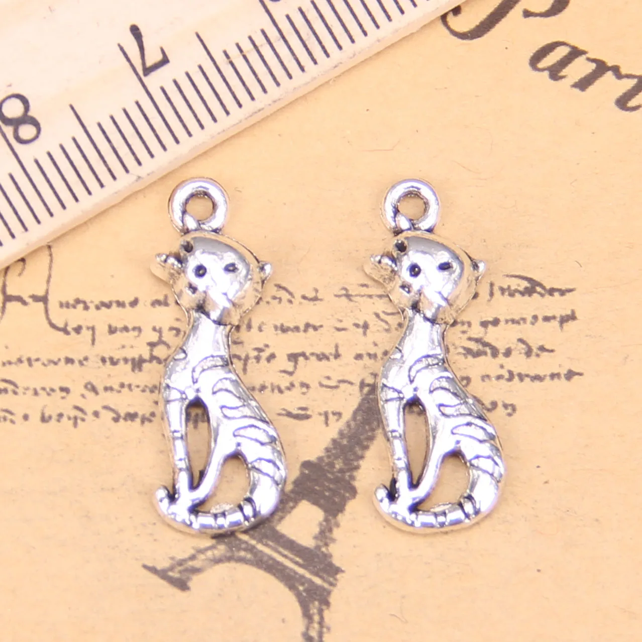 145pcs Jewelry Charms cat 25x9mm Antique Silver Plated Pendants Making DIY Handmade Tibetan Silver Jewelry