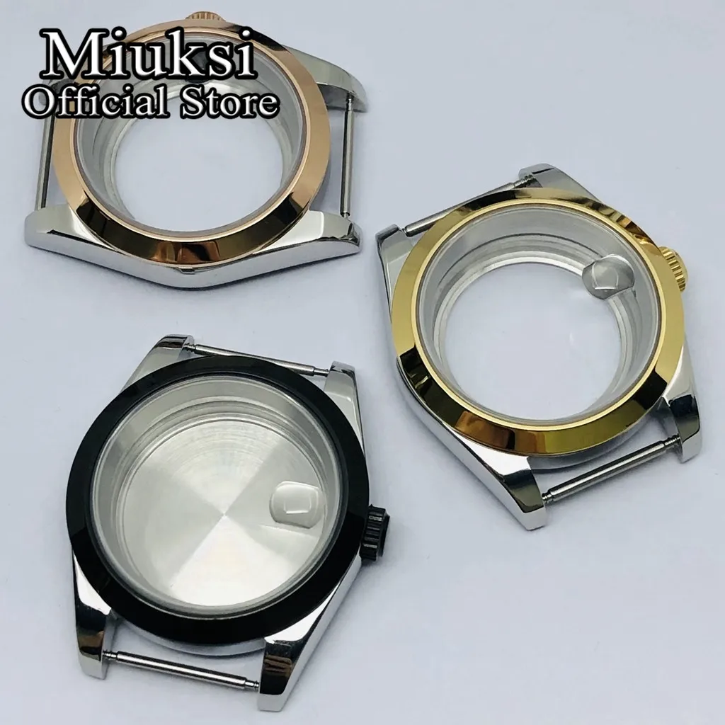 Miuksi 36mm/40mm silver gold black watch case sapphire fit NH35 NH36 NH34 ETA2824 2836 Miyota8215 PT5000 DG2813 3804 movement