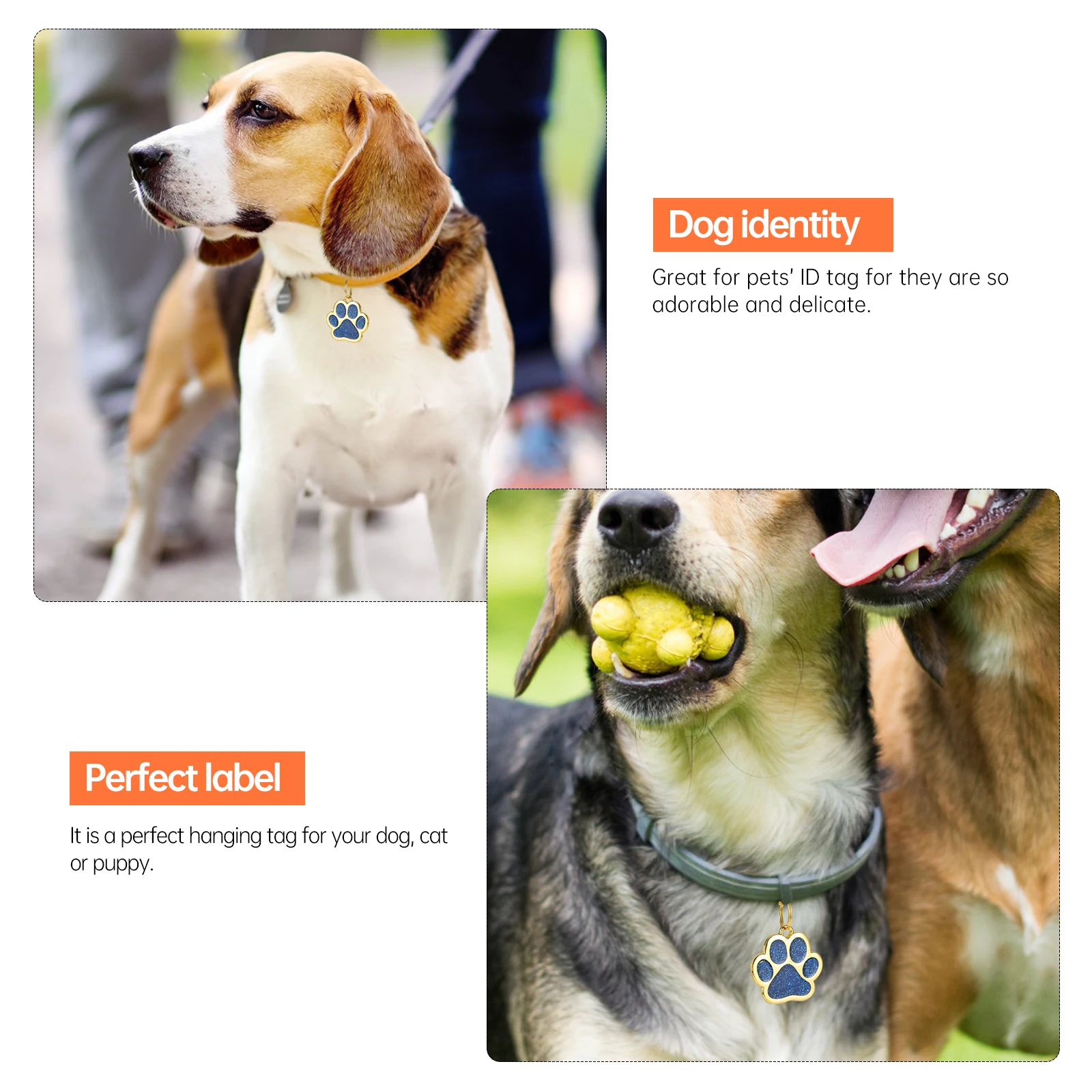 

3pcs Metal Paw Print Dog Tag Zinc Alloy Pet Name Plate For Dog Cat Puppy Id Hanging Charm Anti-Lost Pet Pendant