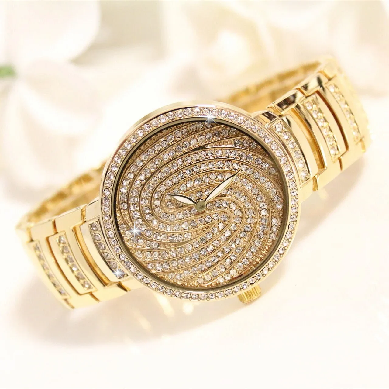 

Fashion Luxury Women Full Diamond Watches Ladies Bracelet Quartz Gold Watch Womens Crystal Wristwatch relógio feminino