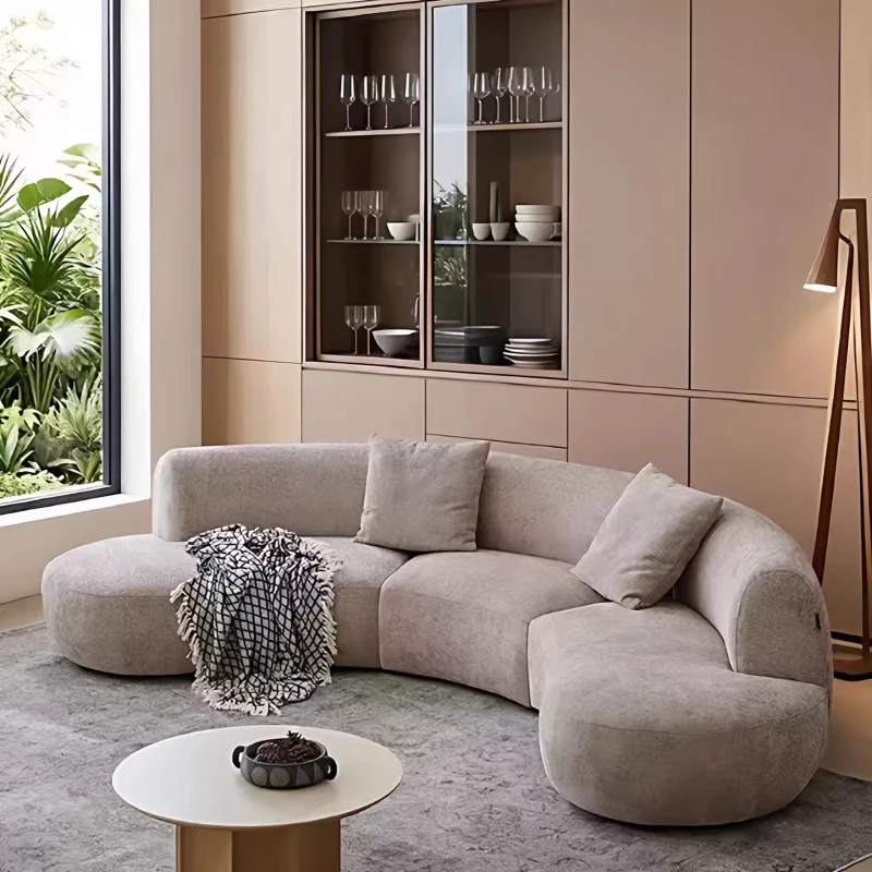 Modern Divano Soggiorno Home Furniture Oversized Beige Living Room Sofas Minimalist Curved Nordic Living Room Sofas 2 Seater